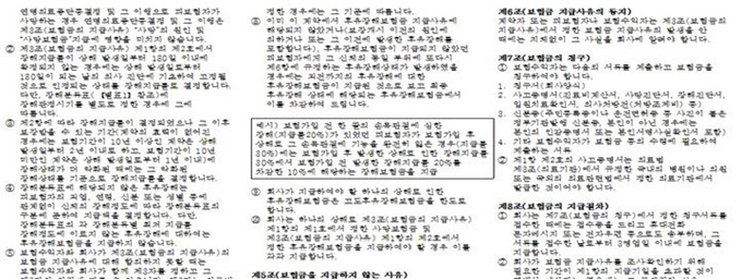 깨알같이 나열돼 있는 보험약관은 소비자 이해를 어렵게 만드는 대표적인 개선사항으로 꼽힌다. 소비자시민모임 제공