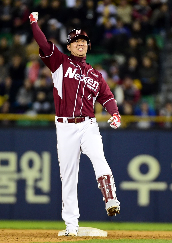 넥센히어로즈 시절의 김민성. 한국일보 자료사진