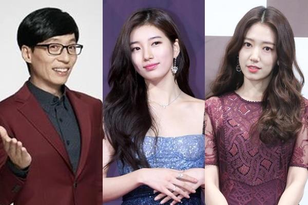 유재석, 수지, 박신혜(왼쪽부터 차례로)가 따뜻한 나눔 행보를 펼쳤다. JTBC 제공, 한국일보 DB