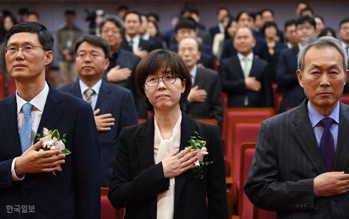 19일 오후 3시 헌법재판소에서 문형배, 이미선 재판관의 취임식이 열렸다. 홍윤기 인턴기자 /2019-04-19(한국일보)