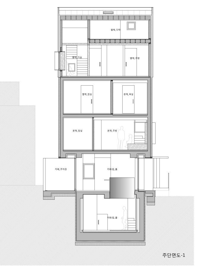 서울 성북구 정릉동 ‘지하서재’ 단면도. 솔토지빈건축사사무소 제공
