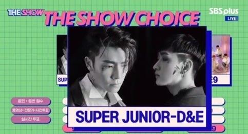 ‘더쇼’ 슈퍼주니어 D&E가 1위를 차지했다.SBS MTV 방송 캡처