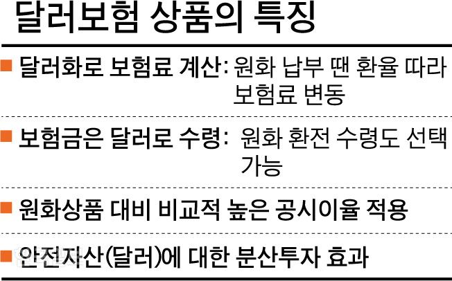 달러보험 상품의 특징 그래픽=박구원 기자