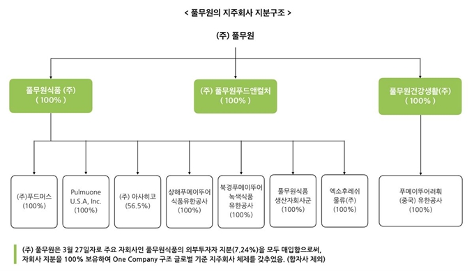 풀무원의 지분구조. 풀무원 제공