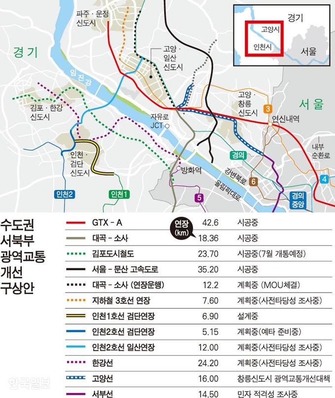 수도권 서북부 광역교통 개선 구상안. 그래픽=강준구 기자