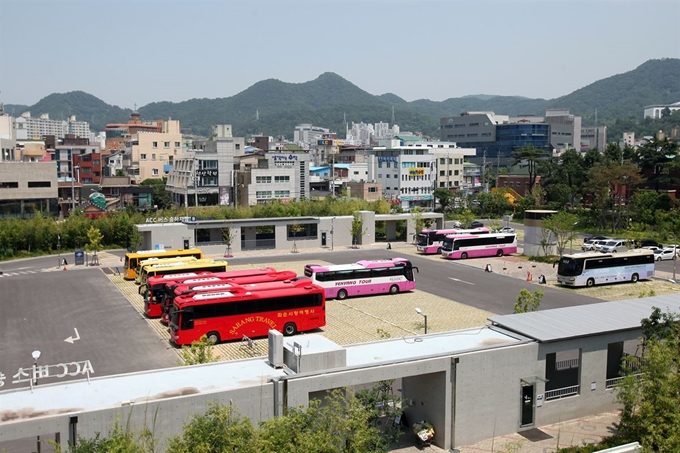 광주 동구 옛 광주여고 자리에 조성된 국립아시아문화전당 부설주차장 전경. 광주 동구 제공