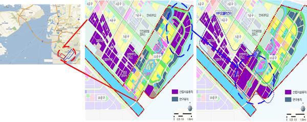 인천 송도 산업단지 재배치 및 토지이용계획변경 내역. 산업통상자원부 제공