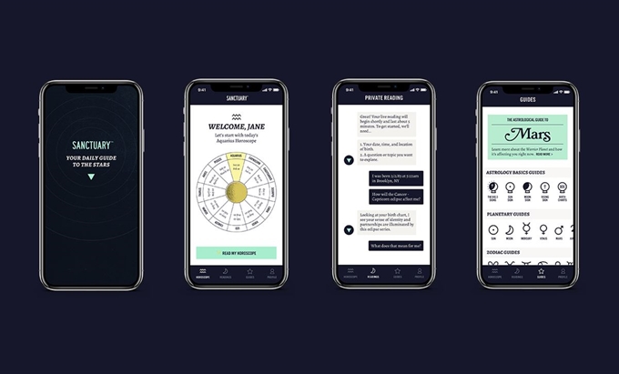 별자리운세 애플리케이션 '생튜어리'의 화면. 생튜어리 제공.