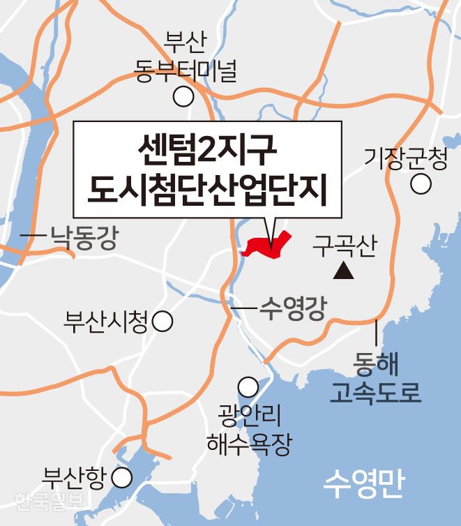 센텀2지구 도시첨단산업단지 위치도. 송정근 기자