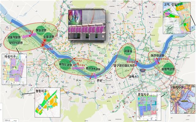 한강교량 관광 특화 자전거 도로망과 생활권 자전거 특화지구. 서울시 제공