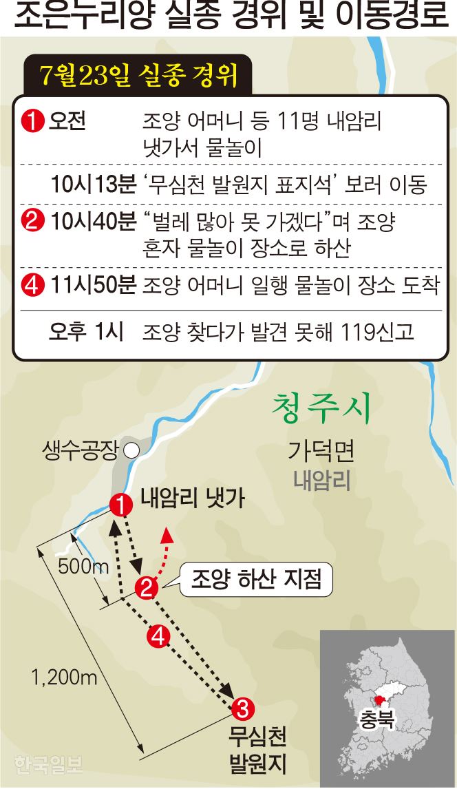 [저작권 한국일보]조은누리양 실종 경위 및 이동경로/ 강준구 기자