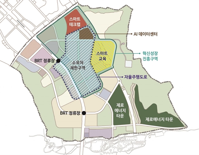 세종시 5-1생활권(합강리)에 조성되는 스마트시티 시범도시 공간계획도. 국토교통부 제공.