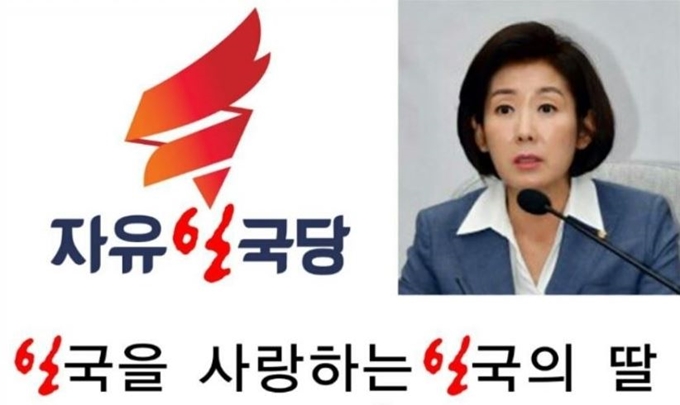 나경원 자유한국당 원내대표의 임시정부청사 방명록 필체를 패러디한 포스터가 18일 온라인상에서 퍼지고 있다. 온라인 커뮤니티 캡처