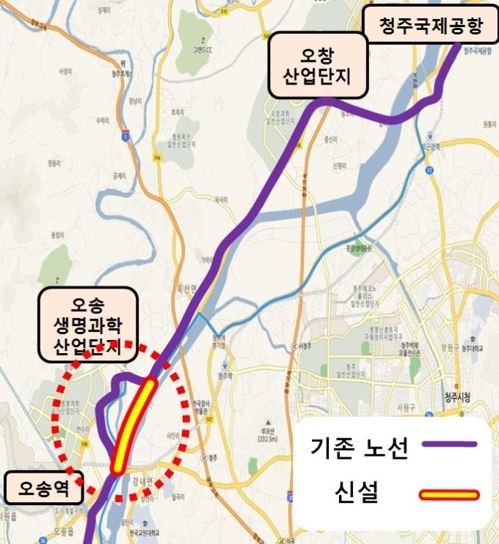 오송~청주공항 연결도로 위치도. 행정도시건설청 제공.