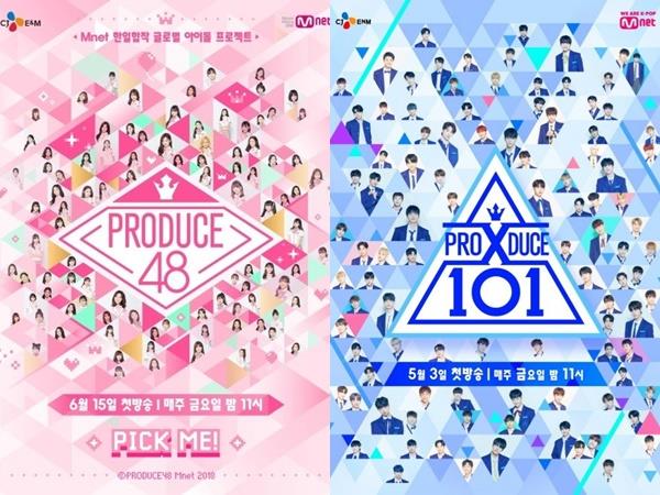 ‘프로듀스X101’(오른쪽)에 이어 ‘프로듀스48’(왼쪽)에 대한 조작 의혹이 제기됐다. Mnet 제공