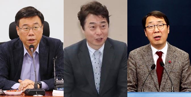 신상진(왼쪽부터) 자유한국당 의원, 조신 더불어민주당 성남 중원구 지역위원장, 윤영찬 전 청와대 국민소통수석.