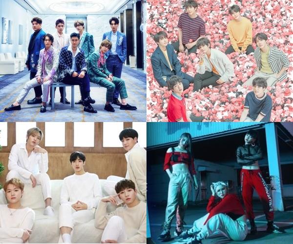 (왼쪽 위부터 시계방향) 슈퍼주니어, 방탄소년단, 써드아이, 비아이지 등 K-POP 가수들이 중동 시장에서 뜨거운 관심을 받고 있다. 레이블SJ, 빅히트, GH엔터테인먼트 제공