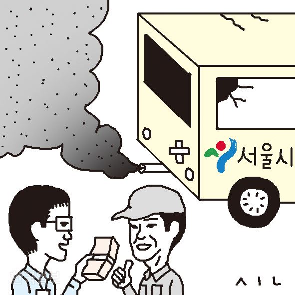 [저작권 한국일보]노후 경유차 삽화=신동준 기자