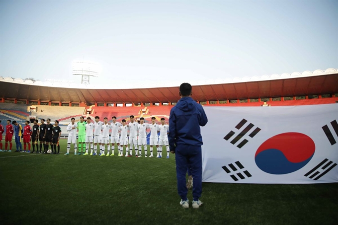 15일 평양 김일성경기장에서 2022 FIFA 카타르 월드컵 아시아 2차 예선 H조 3차전 한국과 북한의 경기가 열리고 있다. 대한축구협회제공