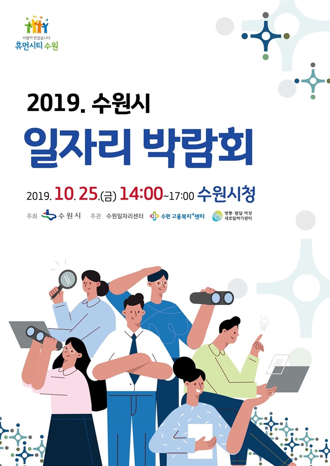 2019 수원시 일자리 박람회 포스터. 박함회는 25일 열리며 현장에서 222명을 바로 채용한다. 수원시 제공