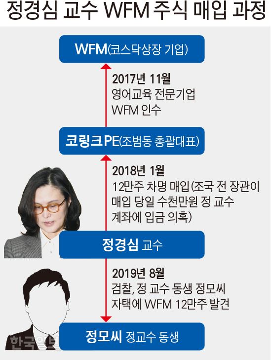 정경심 교수 WFM 주식 매입 과정. 그래픽=김문중 기자