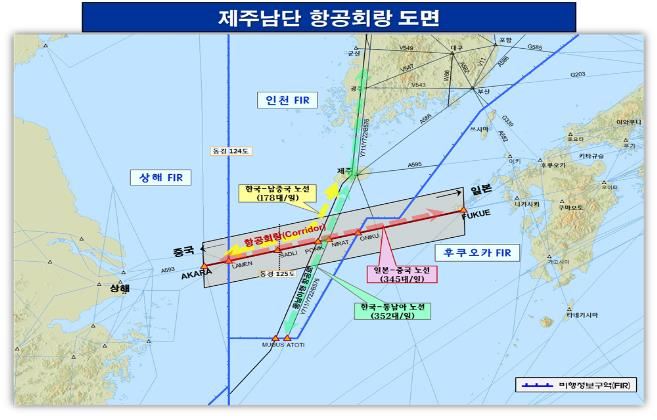 제주남단 항공회랑 도면. 국토교통부 제공