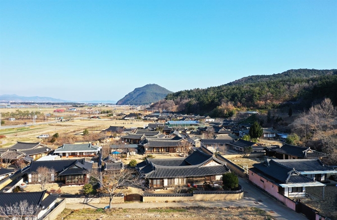 영덕 영해면 괴시리 전통마을. 영양 남씨 집성촌이자 목은 이색이 태어난 곳이다. 뒤편 봉우리는 목은이 푸른 바다를 조망한 상대산이다. 영덕=최흥수 기자