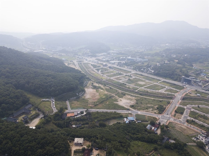 홍성군 신청사 건립지로 확정된 홍성읍 옥암택지개발지구 전경. 홍성군 제공