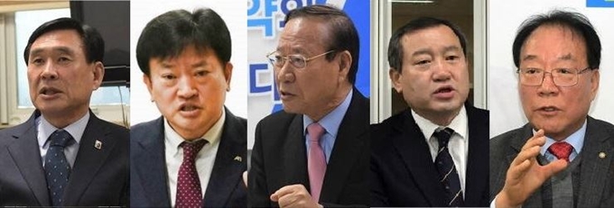 왼쪽부터 기호 순으로 박승한, 정강선, 김광호, 윤중조, 고영호 후보.