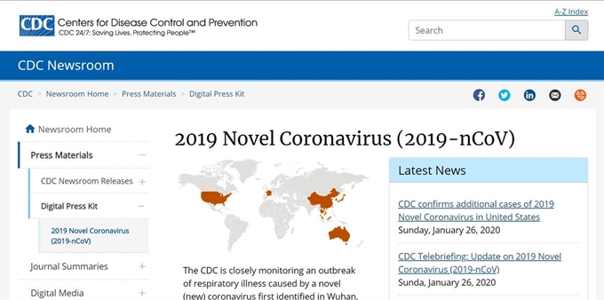 우한 폐렴을 일으키는 신종 코로나 바이러스에 대한 미국 CDC 설명자료. CDC홈페이지