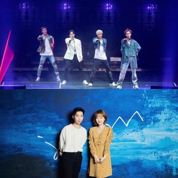 위너(위)와 악동뮤지션(아래)의 예정된 싱가포르, 창원 공연 일정이 신종 코로나 바이러스 감염증 확산의 영향으로 취소됐다. YG엔터테인먼트 제공