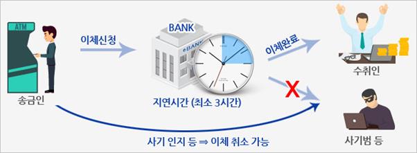 지연이체 서비스. 금융감독원 제공