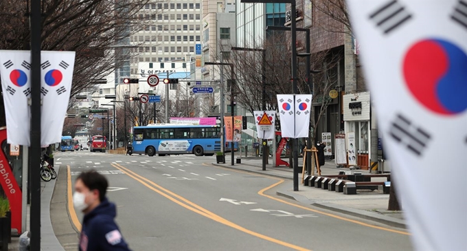 1일 오후 대구 동성로 거리 일대가 한산하다. 대구=연합뉴스