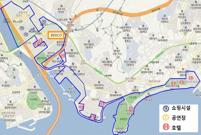 부산 해운대 국제회의복합지구 위치도. 부산시 제공