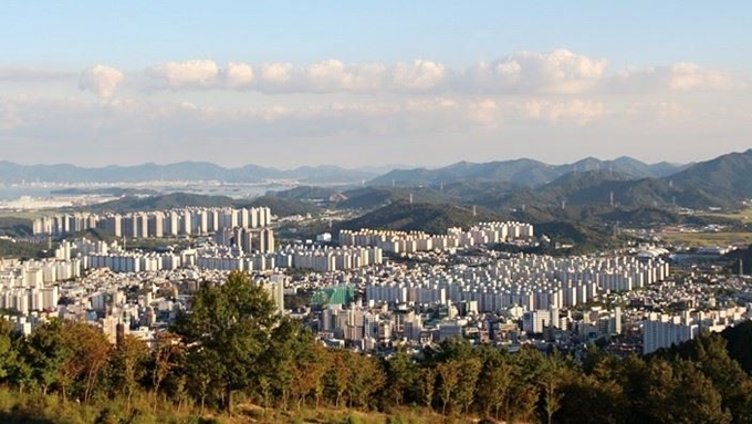 전남 순천시 신도심과 광양만권 전경.