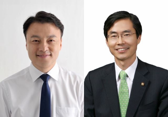 부산 사하을 이상호(왼쪽) 더불어민주당 후보와 조경태 미래통합당 후보. 부산선거관리위원회 제공