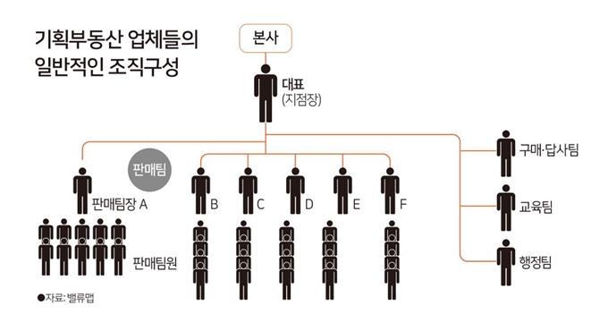 [저작권한국일보] 기획부동산 업체들의 일반적인 조직구성 - 김문중 기자