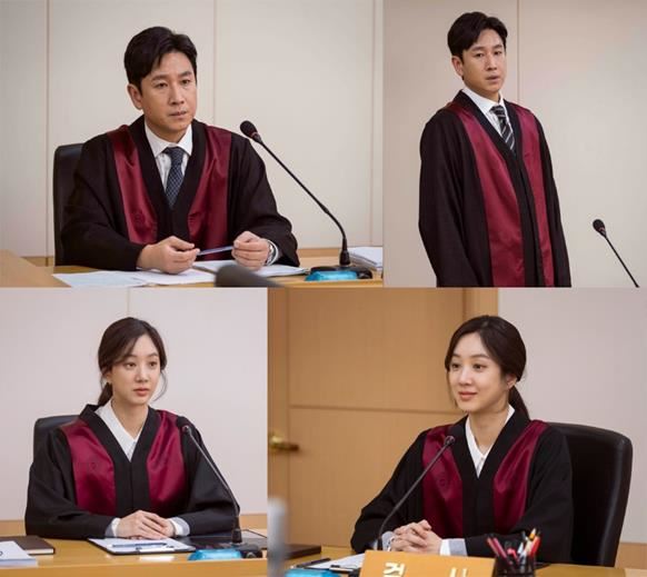 최근 종영한 JTBC 드라마 ‘검사내전’에서 이선웅(이선균 분)은 지청장의 ‘길들이기’를 거부하다 공판검사 보직으로 문책성 인사를 당한다. 공판검사로 법정에 선 이선웅의 모습(위). 한편, 수사검사인 차명주(정려원 분)도 법정에 나갈 때가 있다. 수사검사가 직접 공판을 책임지는 ‘직관 사건’일 경우다. 에스피스 제공