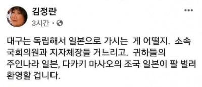 김정란 상지대 문화콘텐츠학과 명예교수가 16일 자신의 페이스북에 올린 게시글.