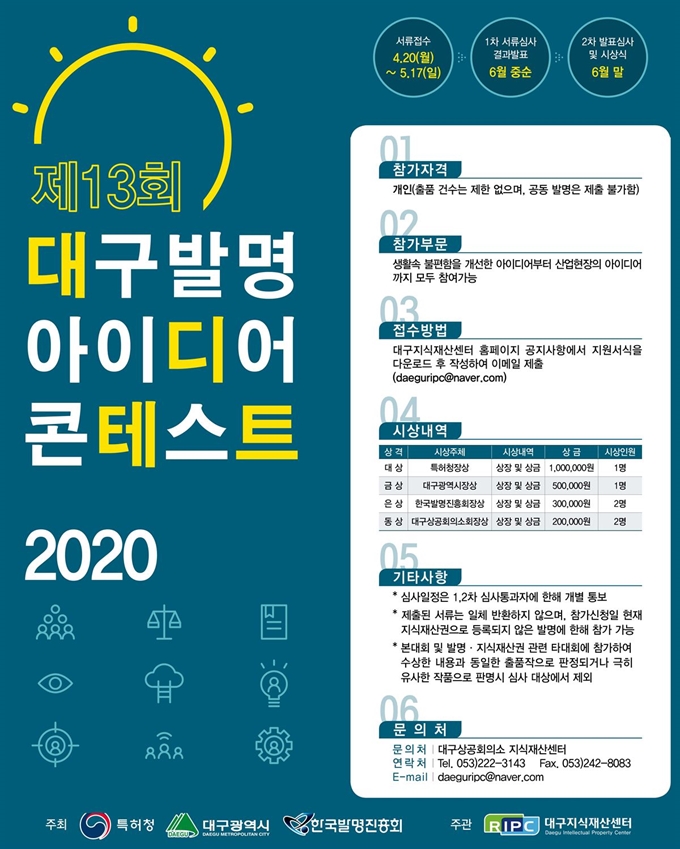 2020 대구 발명아이디어 콘테스트 포스터. 대구상의 제공