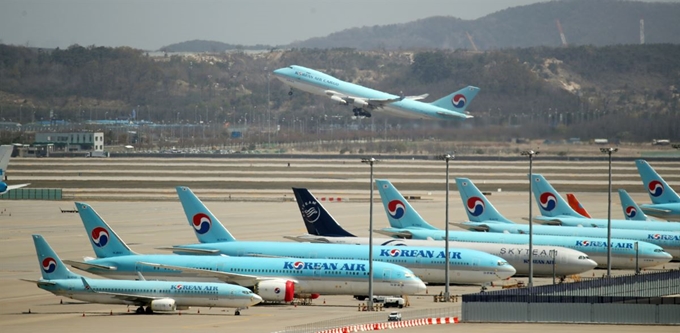 인천국제공항 주기장의 대한항공 여객기. 연합뉴스