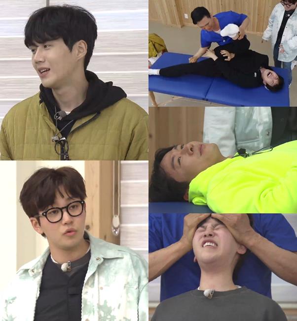 ‘1박 2일’ 김선호-연정훈-딘딘이 특급 마사지를 받았다. KBS 제공