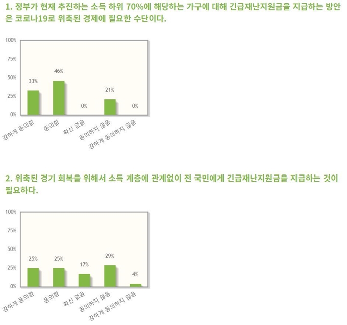 한국경제학회가 진행한 긴급재난지원금 설문. 한국경제학회 홈페이지 캡처