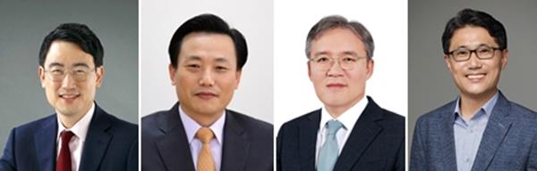 이석주(왼쪽부터) AK홀딩스 사장, 김이배 제주항공 대표이사 부사장, 김재영 애경산업 대표이사 부사장, 박흥식 애경유화 대표이사 부사장. 애경그룹 제공