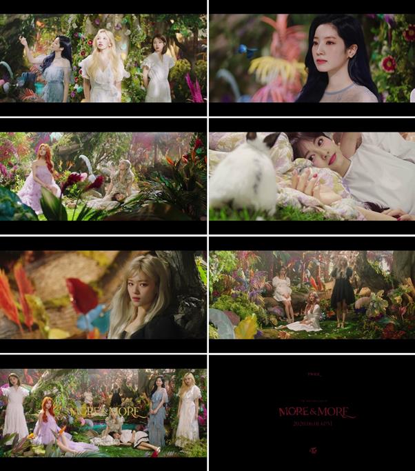 트와이스 신곡 트레일러가 공개됐다. 트와이스 'MORE & MORE' MV 트레일러 영상 캡처