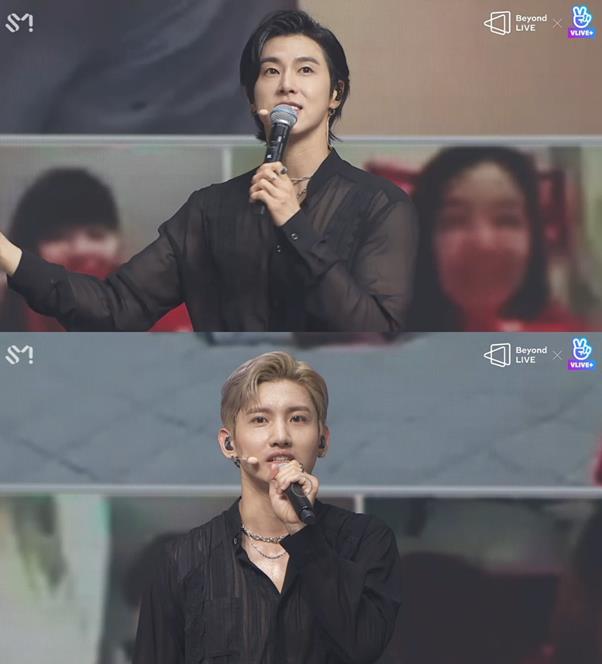 동방신기가 코로나19 확산 방지를 위해 예정됐던 일본 공연이 취소된 데 대한 아쉬움을 토로했다. 네이버 V LIVE '동방신기-비욘드 더 티’ 영상 캡처