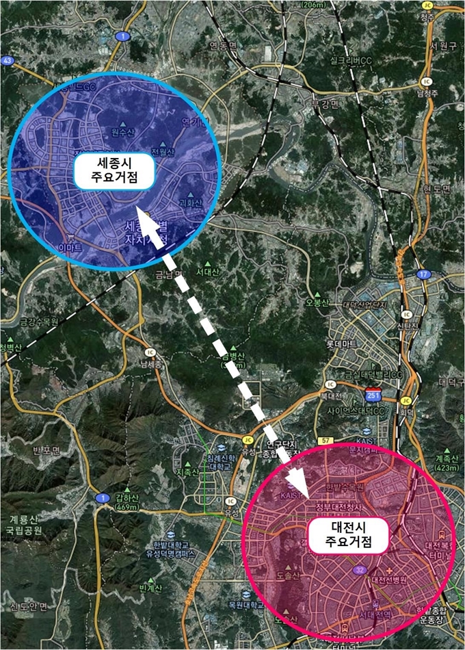 세종-대전 광역급행버스 구상도. 세종시 제공.