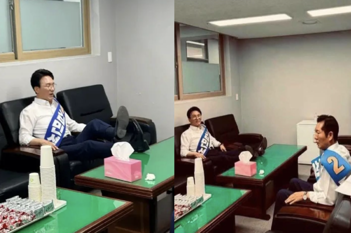 구두 신은 채 탁자에 다리 착? 김민석 “별일 다 있네, 스트레칭이다”