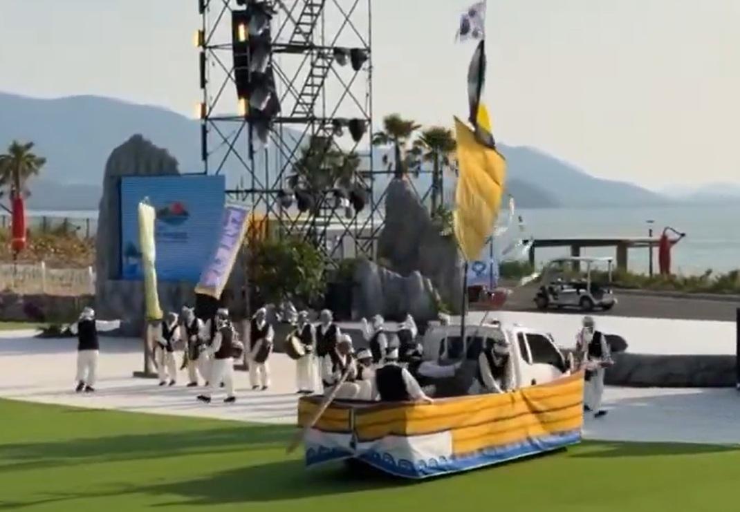 Yeosu World Island Expo 2026 boat song performance staged on a truck