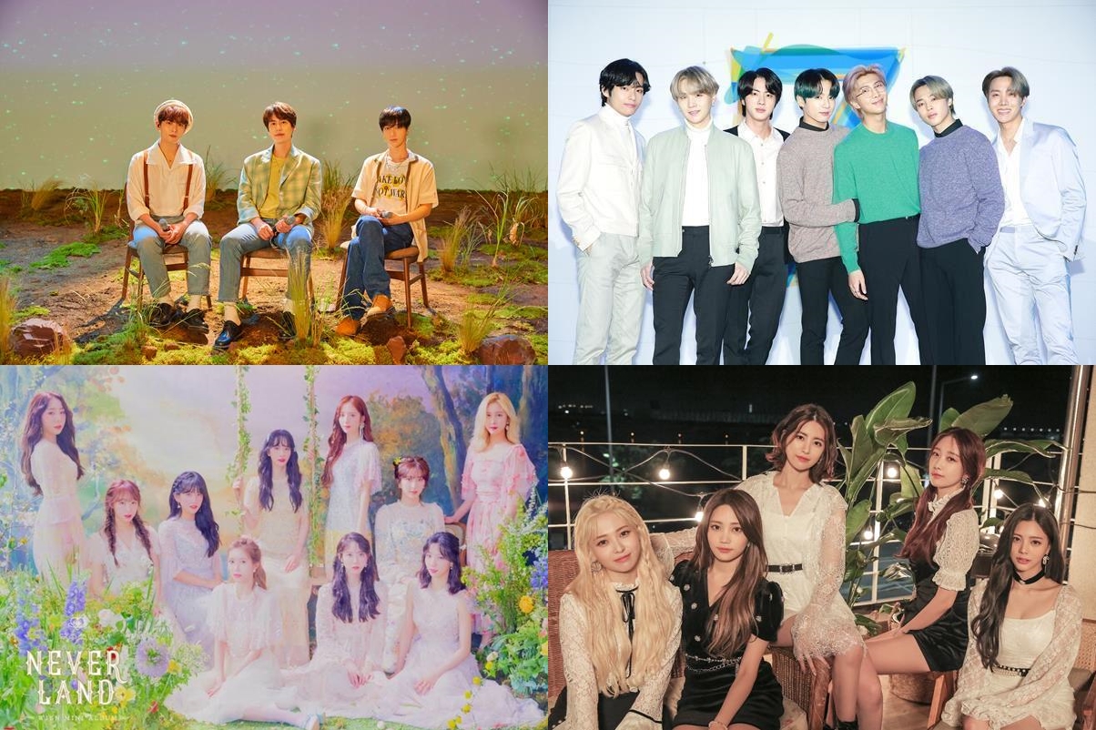 (왼쪽 위부터 시계방향으로) 슈퍼주니어 K.R.Y., 방탄소년단, 다이아 유닛, 우주소녀는 각기 다른 방식으로 유닛 활동을 선보였다. SM엔터테인먼트, 빅히트엔터테인먼트, 포켓돌스튜디오, 스타쉽엔터테인먼트 제공